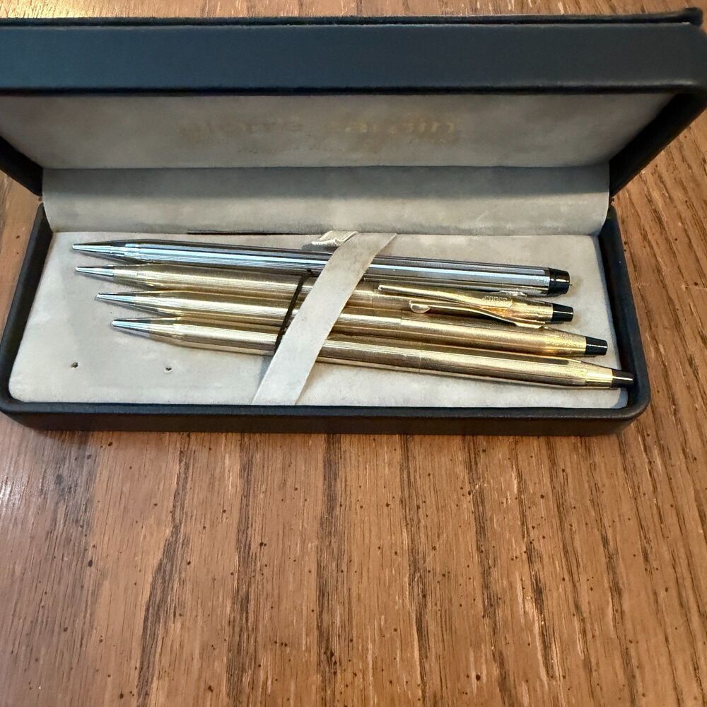 VTG Cross 1/20 10K Gold Filled Pen 2 Mechanical Pencils + 1 Pierre Cardin Chrome
